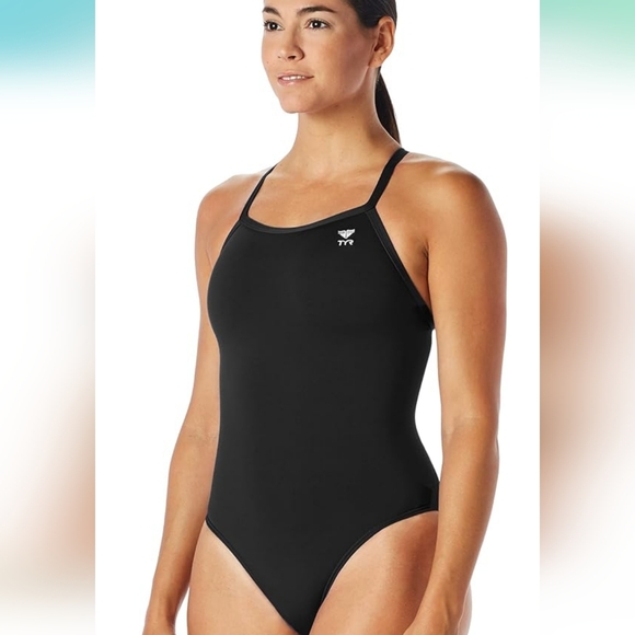 TYR Womens Lycra Black Diamond Fit Solid One Piece Swimsuit Size 34 Medium - Picture 4 of 6